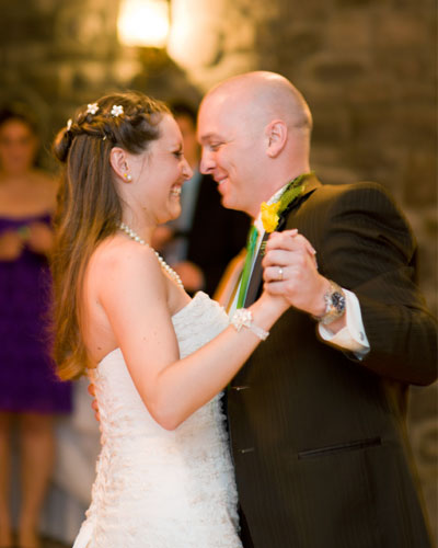 Bride and groom dancing